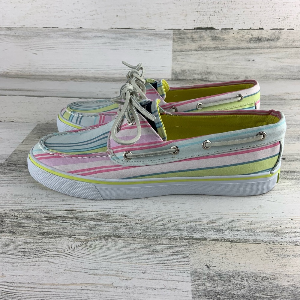 SPERRY Classic Canvas Striped Boat Shoes Size 7.5